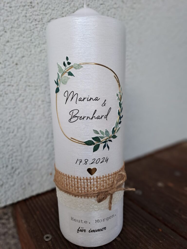 Hochzeitskerze Marina & Bernhard