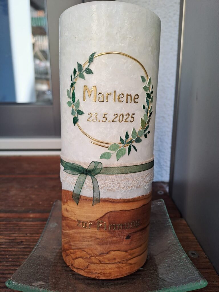 Kerze für Marlene zur Firmung