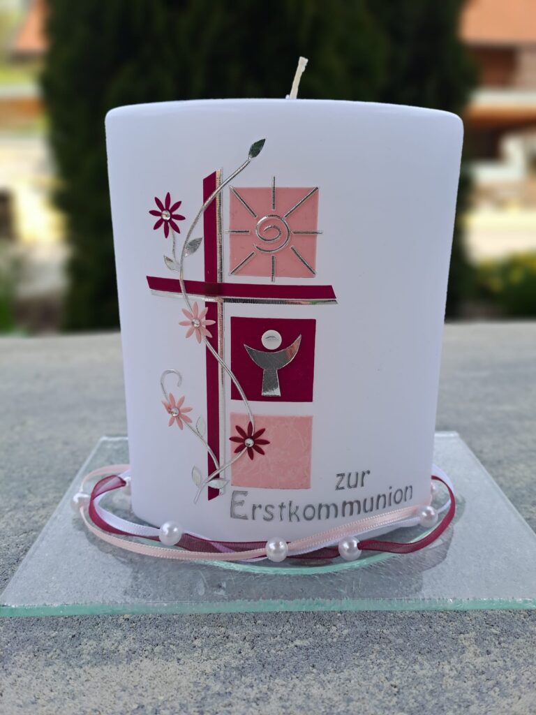 Erstkommunion Kerze rosa